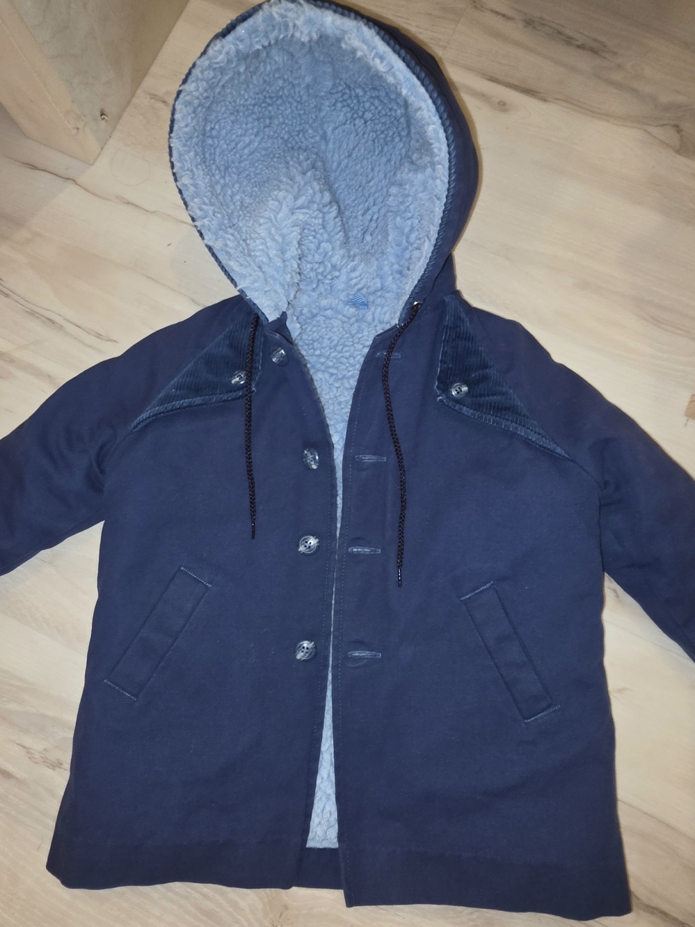 Weather Tamer Kids Navy Hooded Sherpa Lined Coat